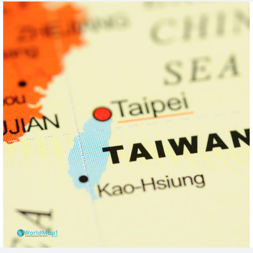 Carte de Taipei Kao-Hsiung à Taiwan